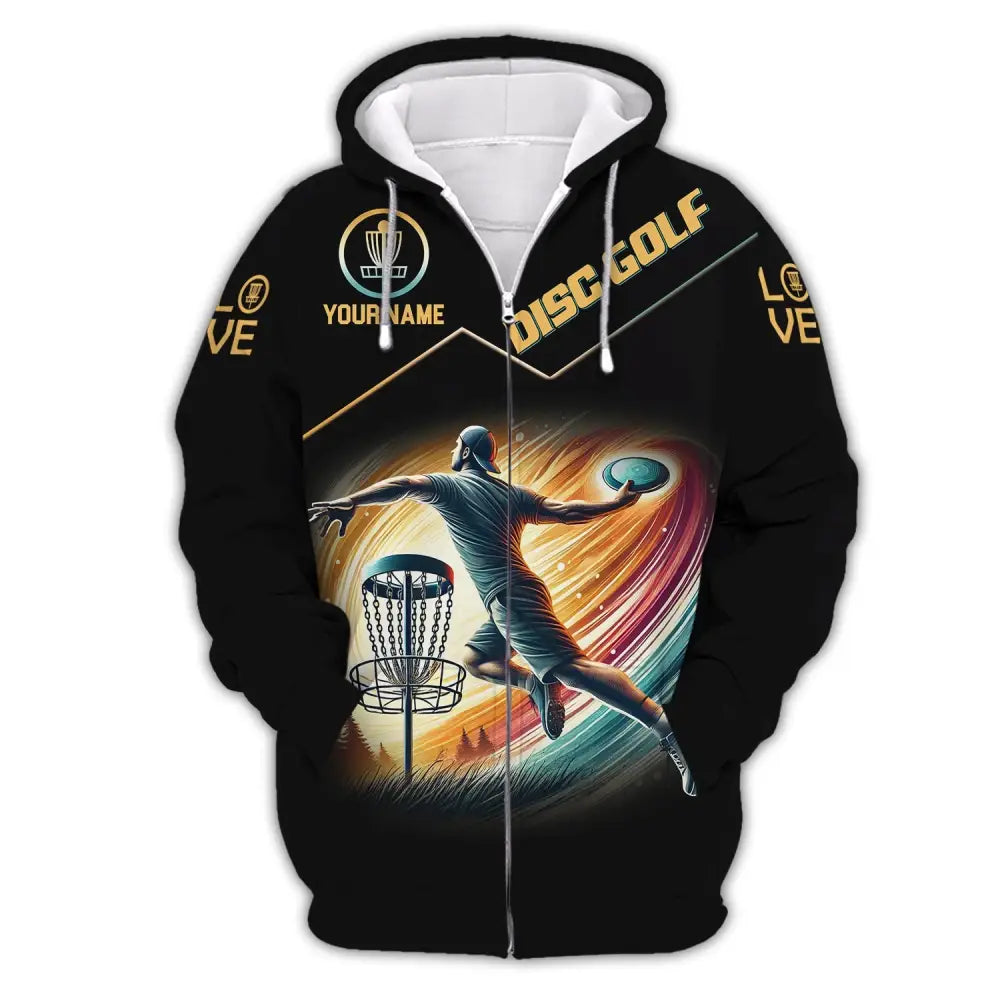 Man Shirt Custom Name Disc Golf T-Shirt Hoodie Long Sleeve Zipper / S T-Shirt