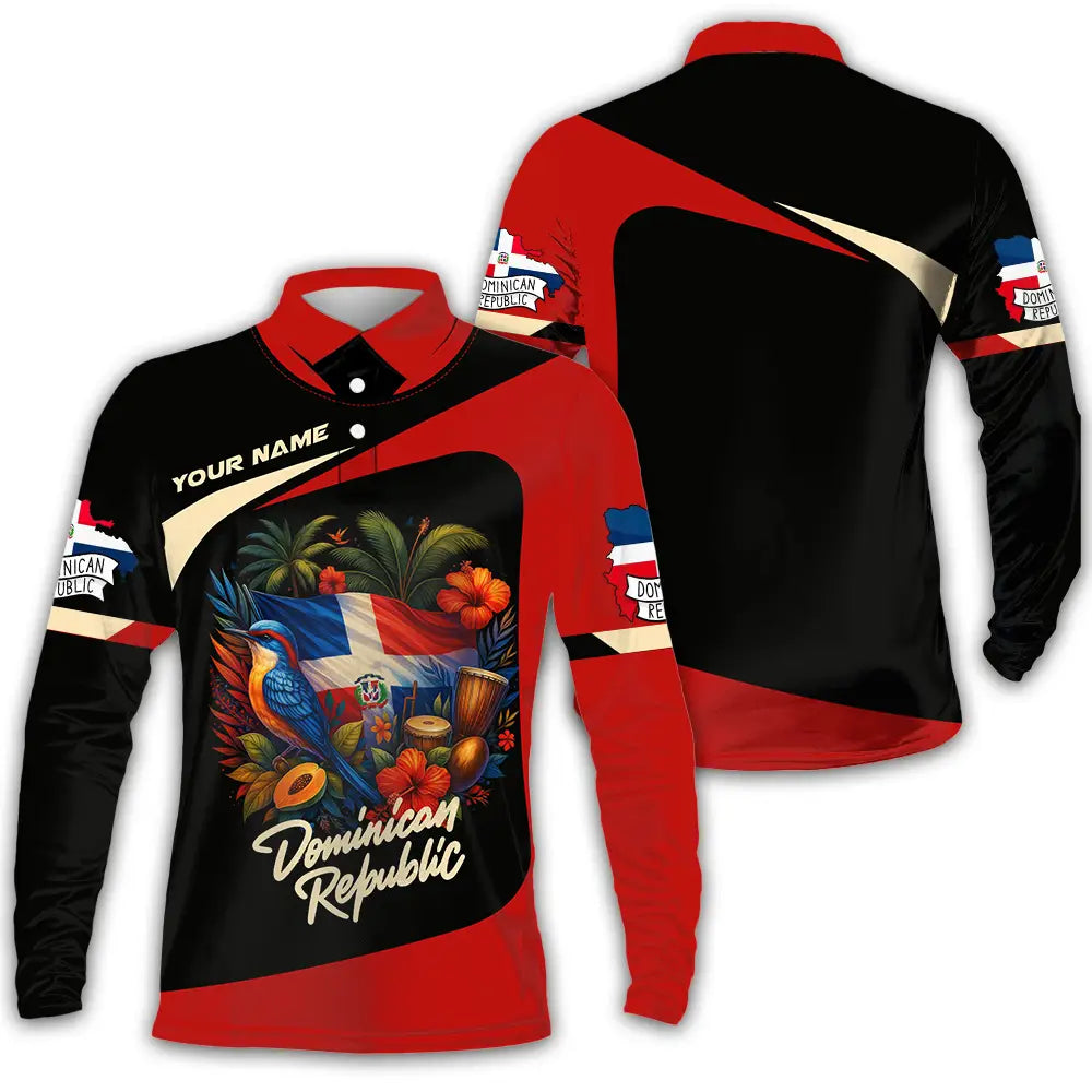 Unisex Shirt - Custom Dominican Republic Shirt Long Sleeve Polo / S T-shirt