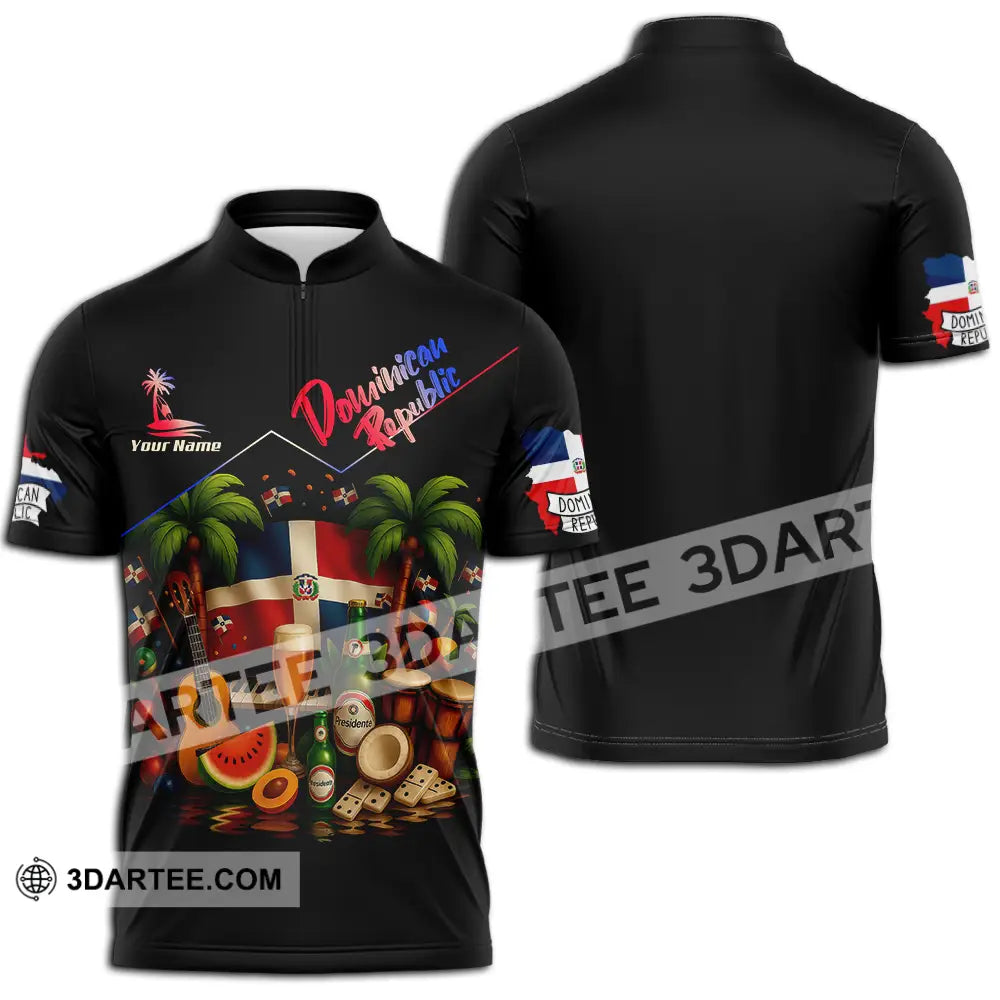 Unisex Shirt - Custom Dominican Republic Shirt Zipper Polo Shirt / S T-shirt